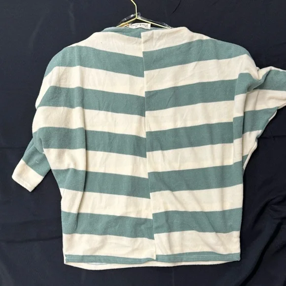 Sage Green and White Striped Sweater Top - Picture 3 of 6